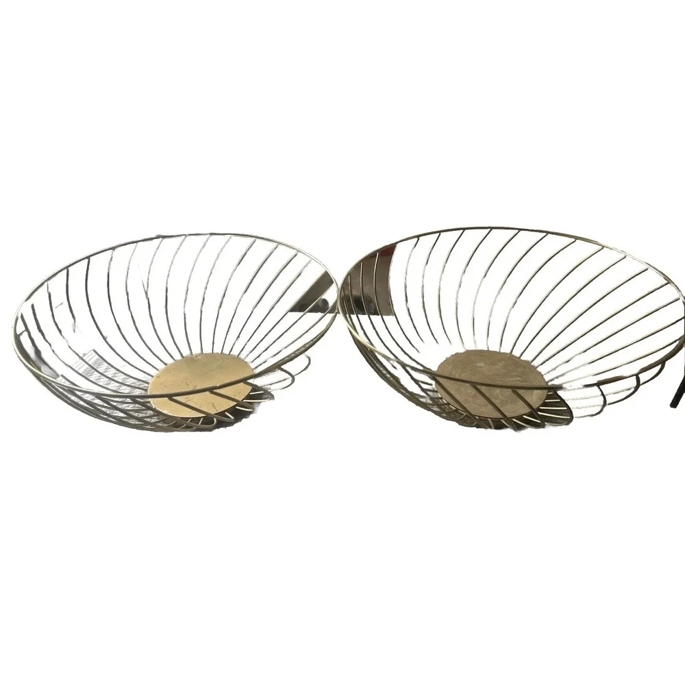 2 Gold MCM Wire Baskets Fruit Bowl French Farmhouse Not Sure What Era mcm Vtg